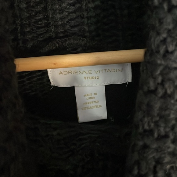 ADRIENNE VITADINI Black Cowl Neck Cable Knit Poncho Sweater S/M Whimsygoth Dark - Picture 2 of 8